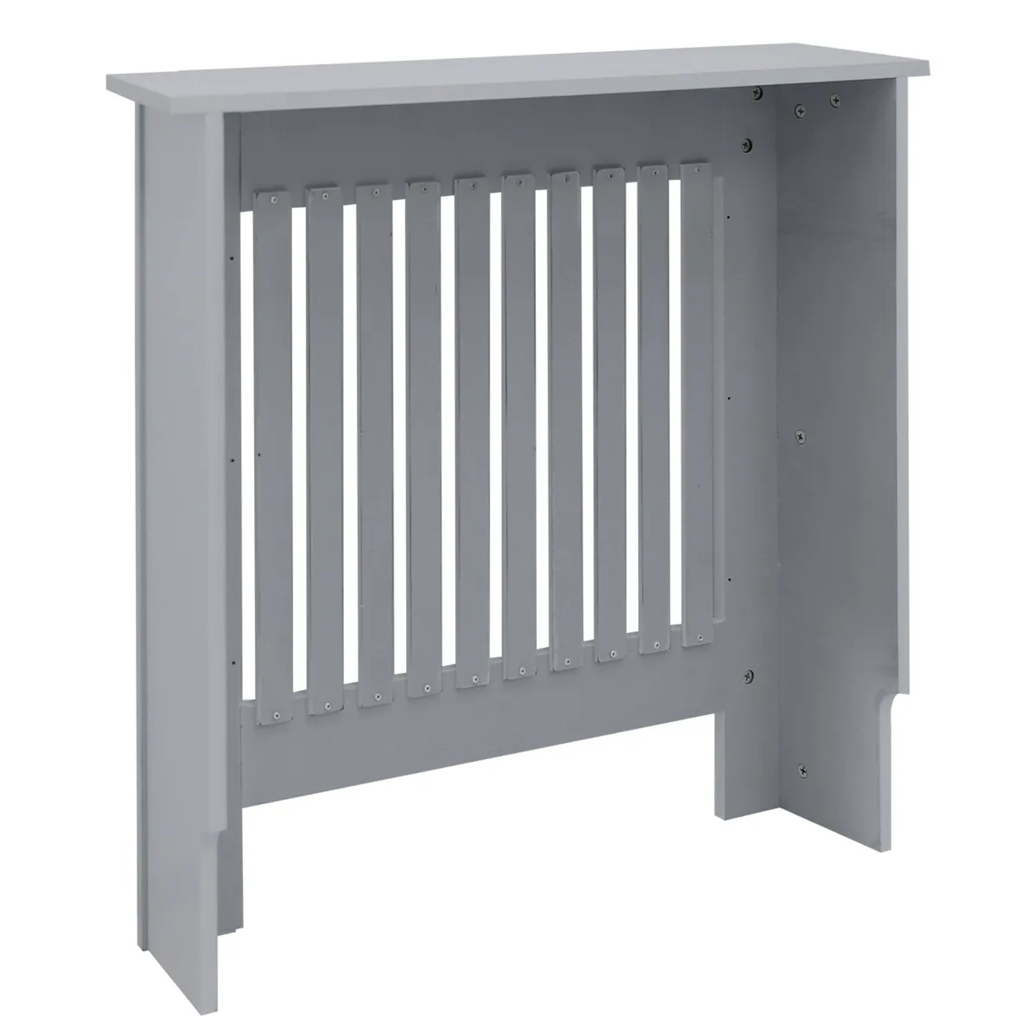 Graue ML-Design Heizkörperverkleidung im Landhausstil aus lackiertem MDF, 78x19x82 cm.