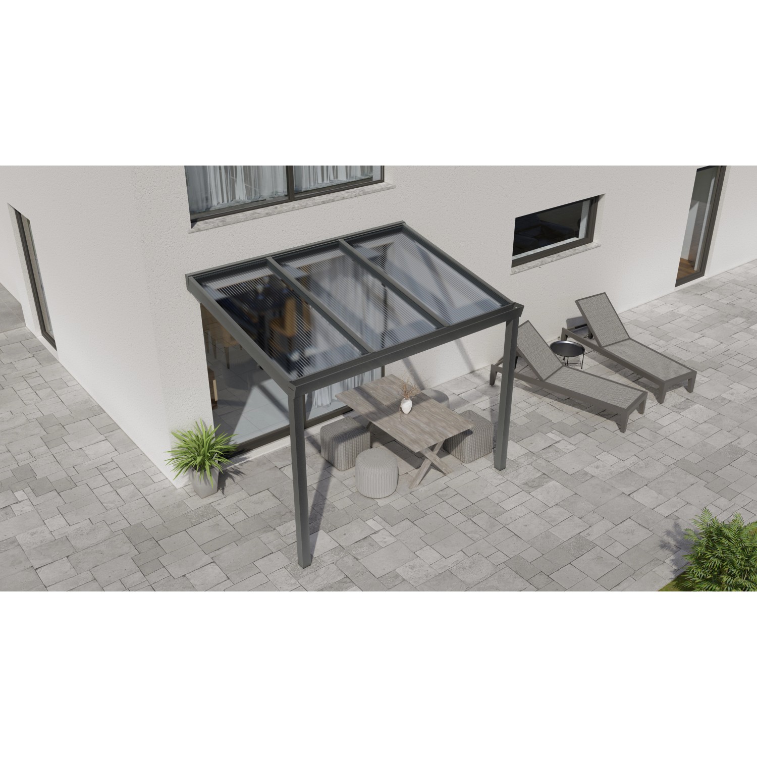 Terrassenüberdachung Professional 300 cm x 250 cm Anthrazit Struktur PC Kla günstig online kaufen