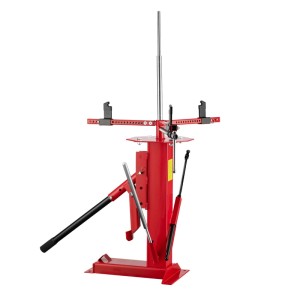 Rotes Wiltec Reifenmontiergerät aus Stahl für universellen Reifenwechsel. Robust, mit Hebelarm, Klemmbacken und Bodenmontage.