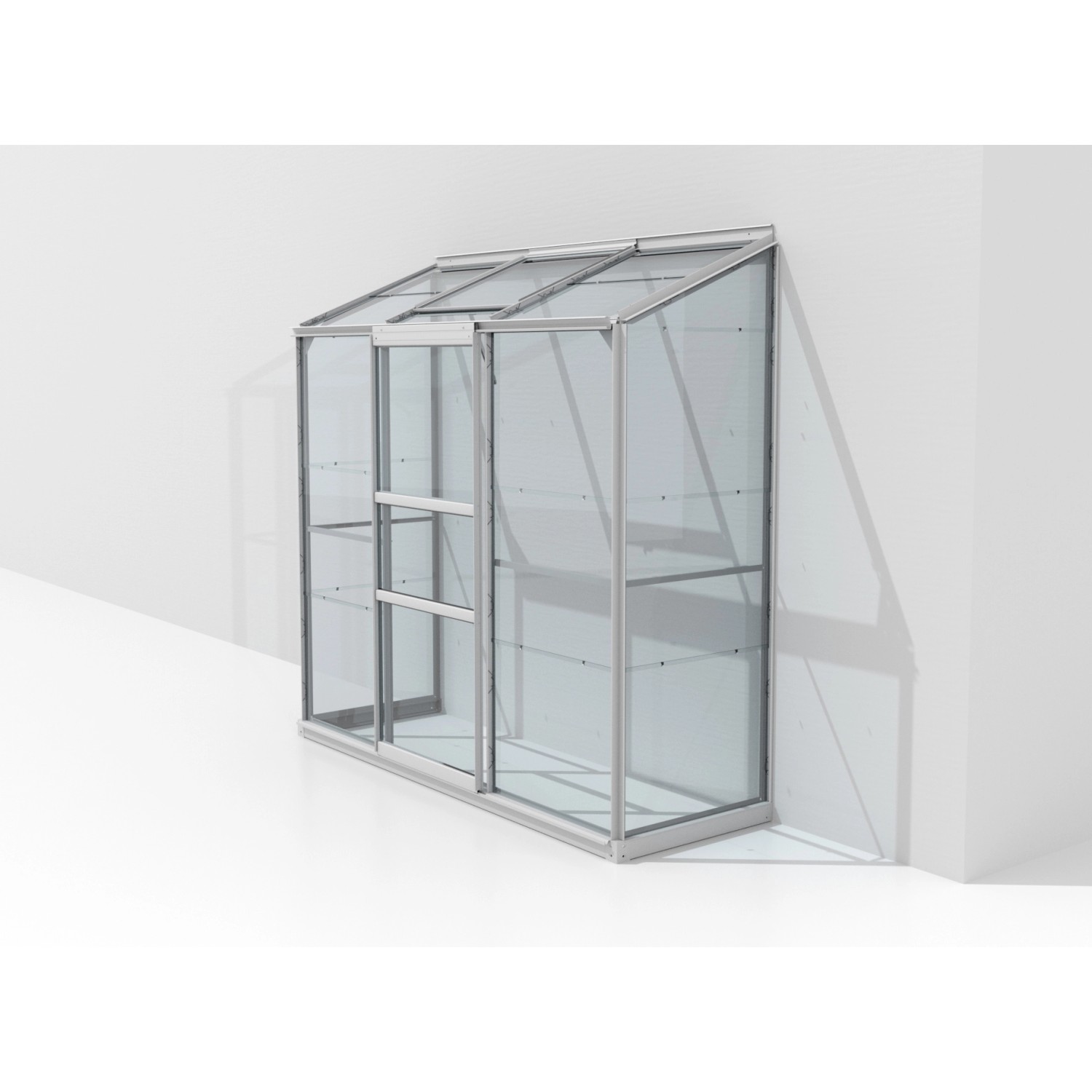 Vitavia Anlehn-Gewächshaus Ida 1300 ESG 3 mm Aluminium 192,8 x 182,3 x 68,8 cm