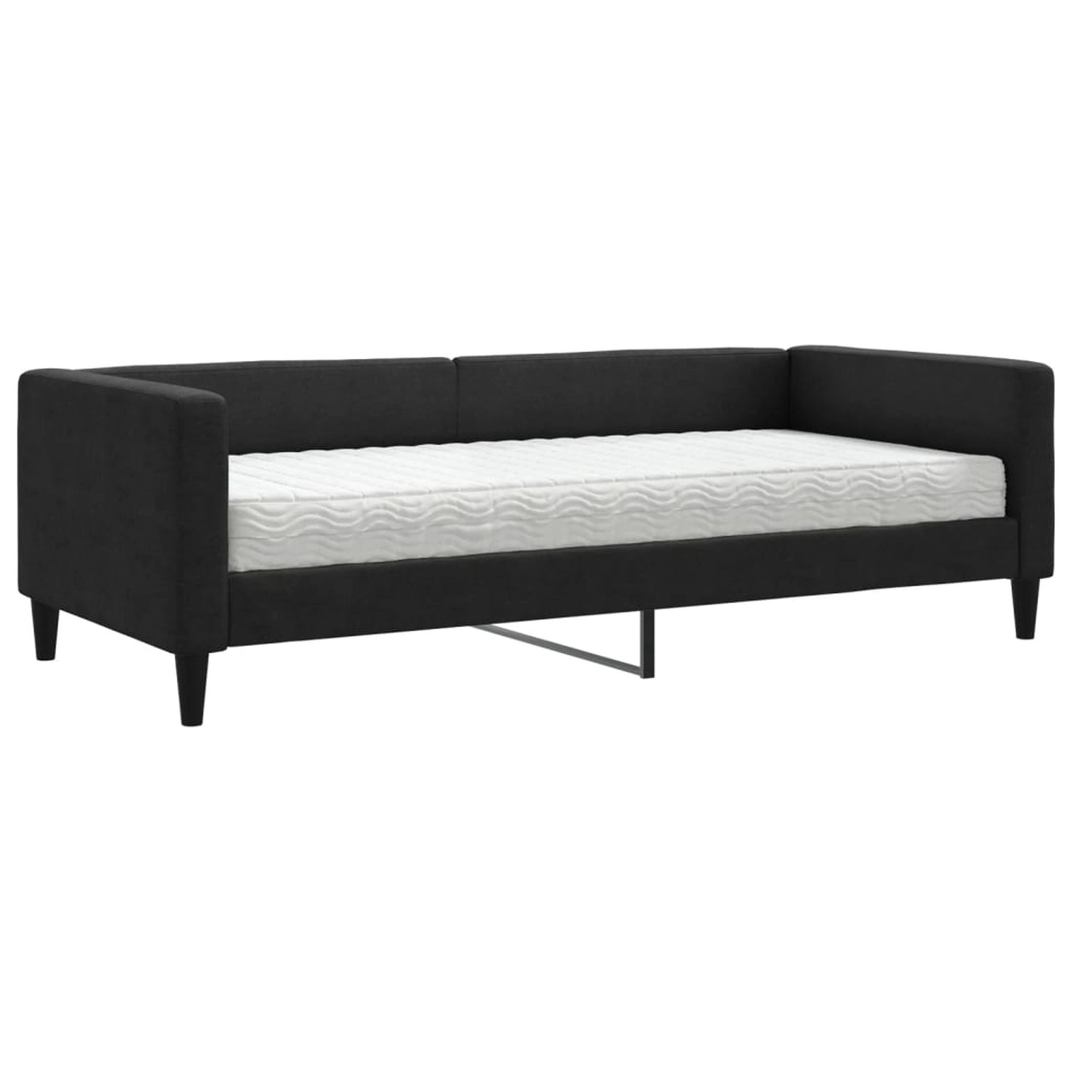 vidaXL Tagesbett mit Matratze Schwarz 90x200 cm Stoff1846824