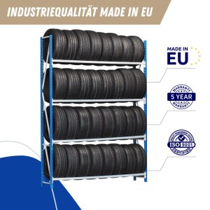 PROREGAL Reifenregal mit 4 Ebenen in Lichtblau-Lichtgrau, ideal zur Reifenlagerung.