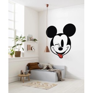 Disney Wandtattoo Mickey Mouse, schwarz-weiß-rot, 128x128cm, im Kinderzimmer.