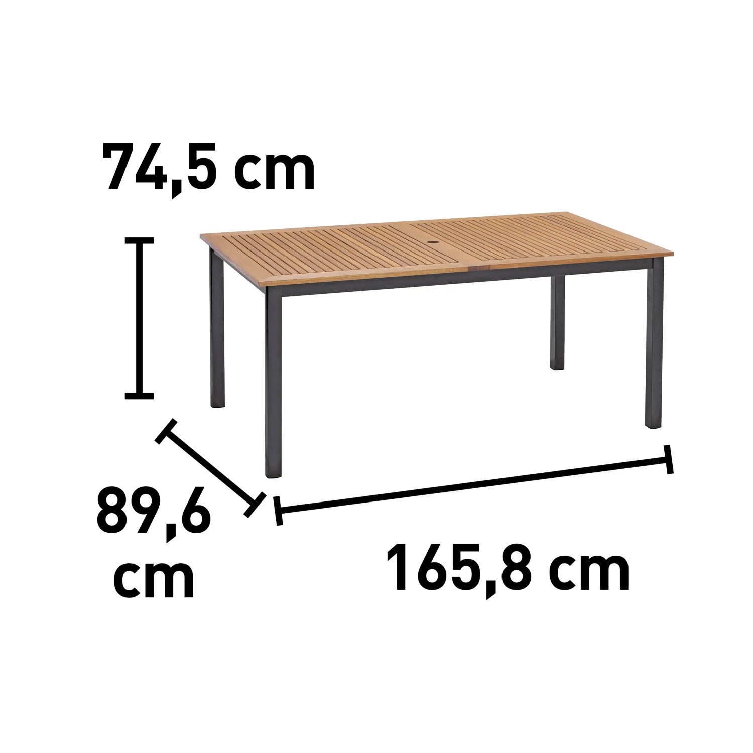 Rechteckiger Gartentisch Bonlee aus FSC®-Holz, braun, 166x90 cm, mit Maßen