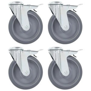 vidaXL Lenkrollen mit Bolzenloch und Doppelbremsen 4 Stk 125 mm 143429