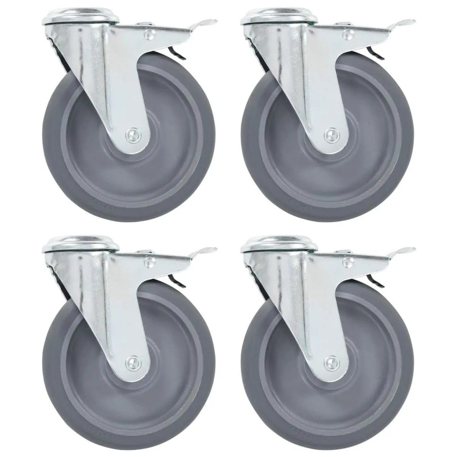 vidaXL Lenkrollen mit Bolzenloch und Doppelbremsen 4 Stk 125 mm 143429