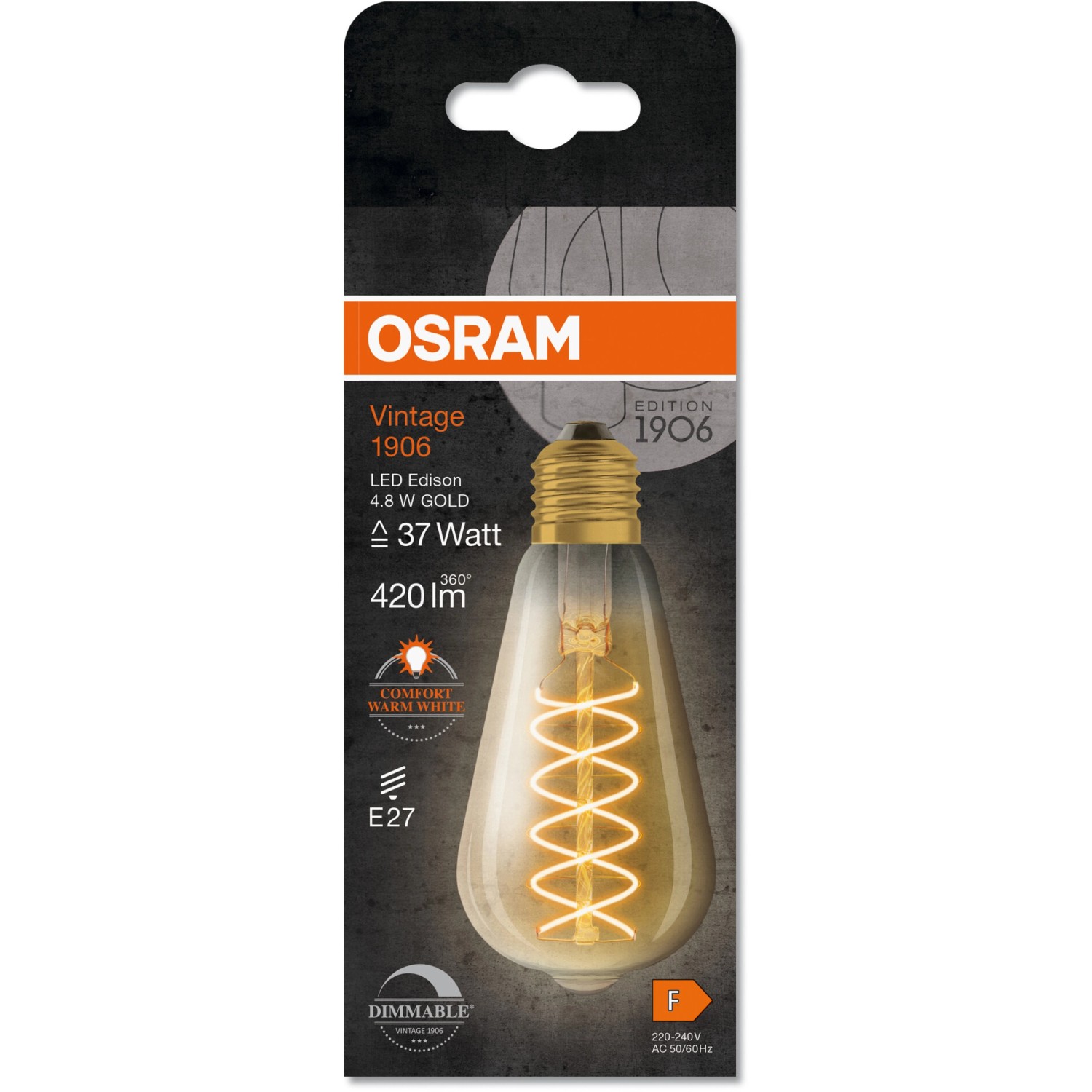 Osram E27 LED Leuchtmittel ST64, 4,8W, goldfarben, im Vintage Edison Design.