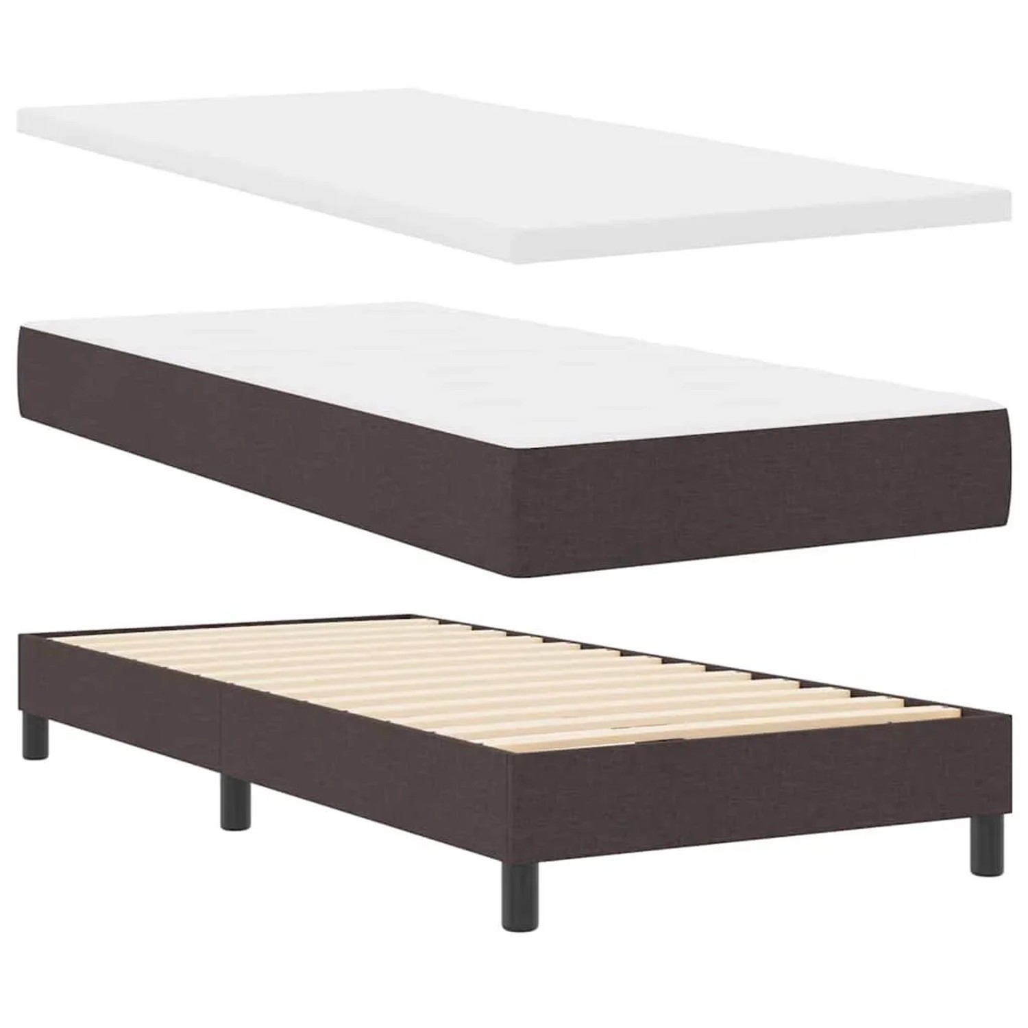 vidaXL Boxspringbett mit Matratze Dunkelbraun 100 x 200 cm Stoff 3340013 günstig online kaufen