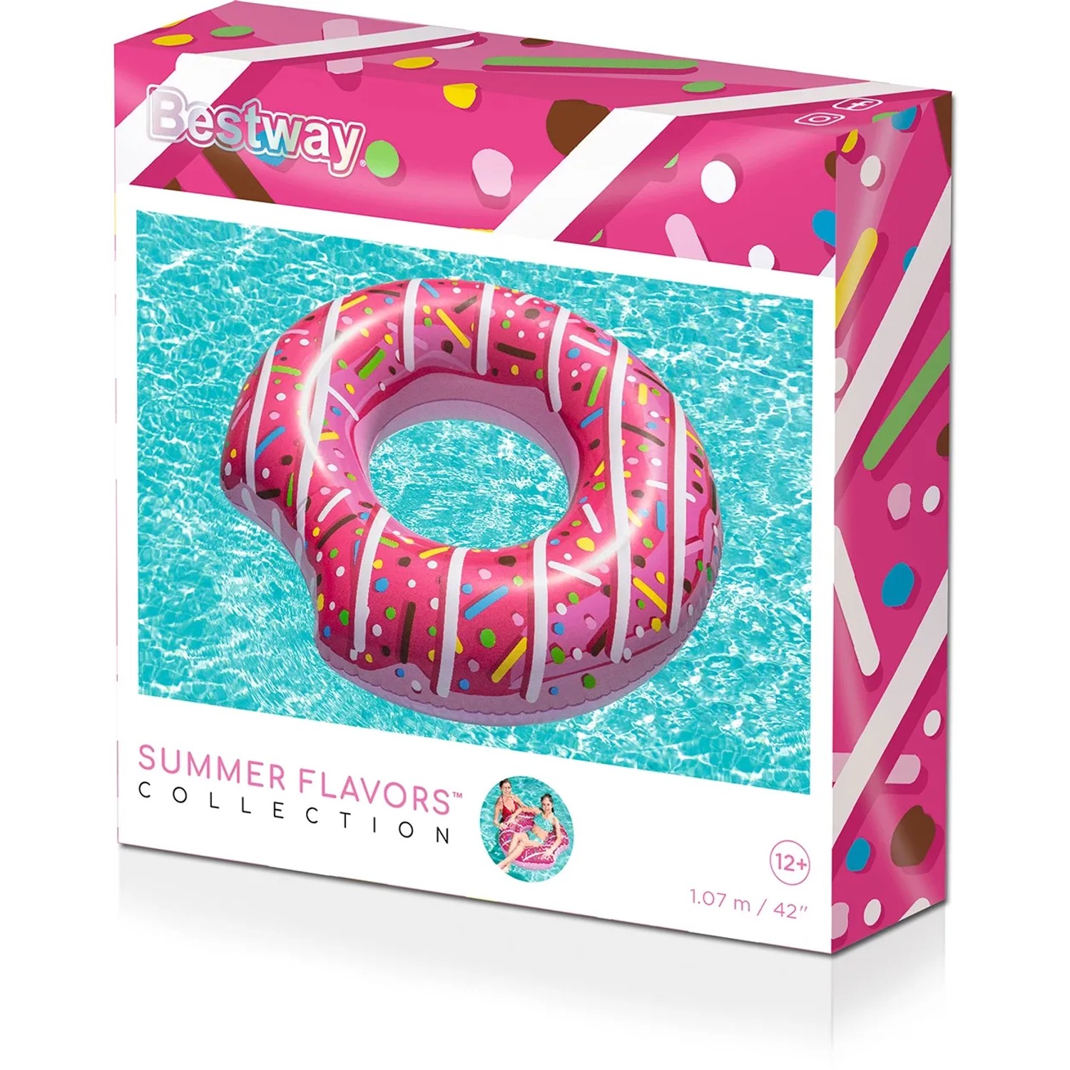 Bestway Schwimmring Donut, Ø 94 cm, 2-fach sortiert, in rosa Verpackung.