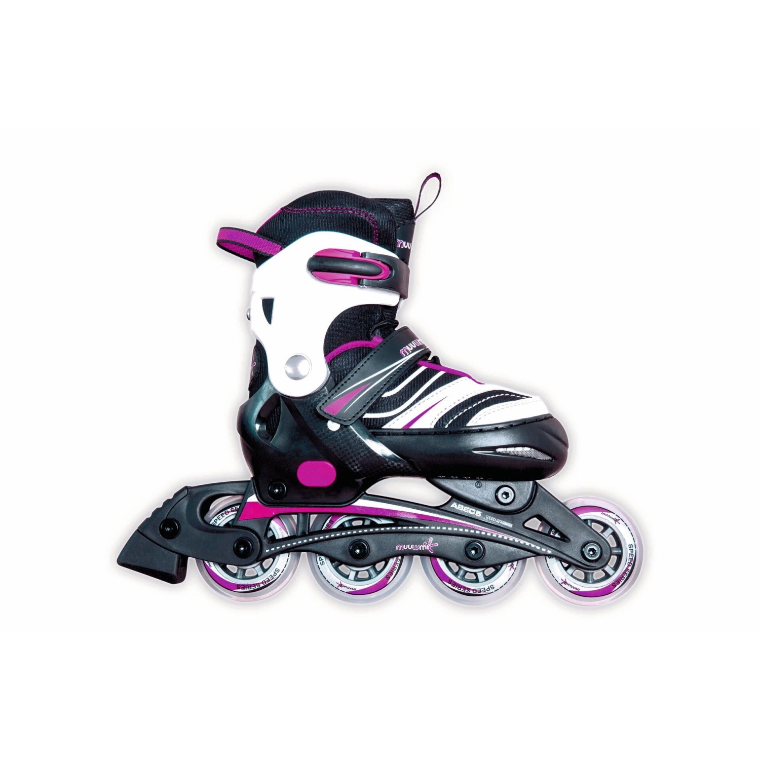 Muuwmi Kinderinliner Verstellbar Gr.37-40 ABEC 5 Rollengröße 72 x 22 mm GS-Geprüft Pink