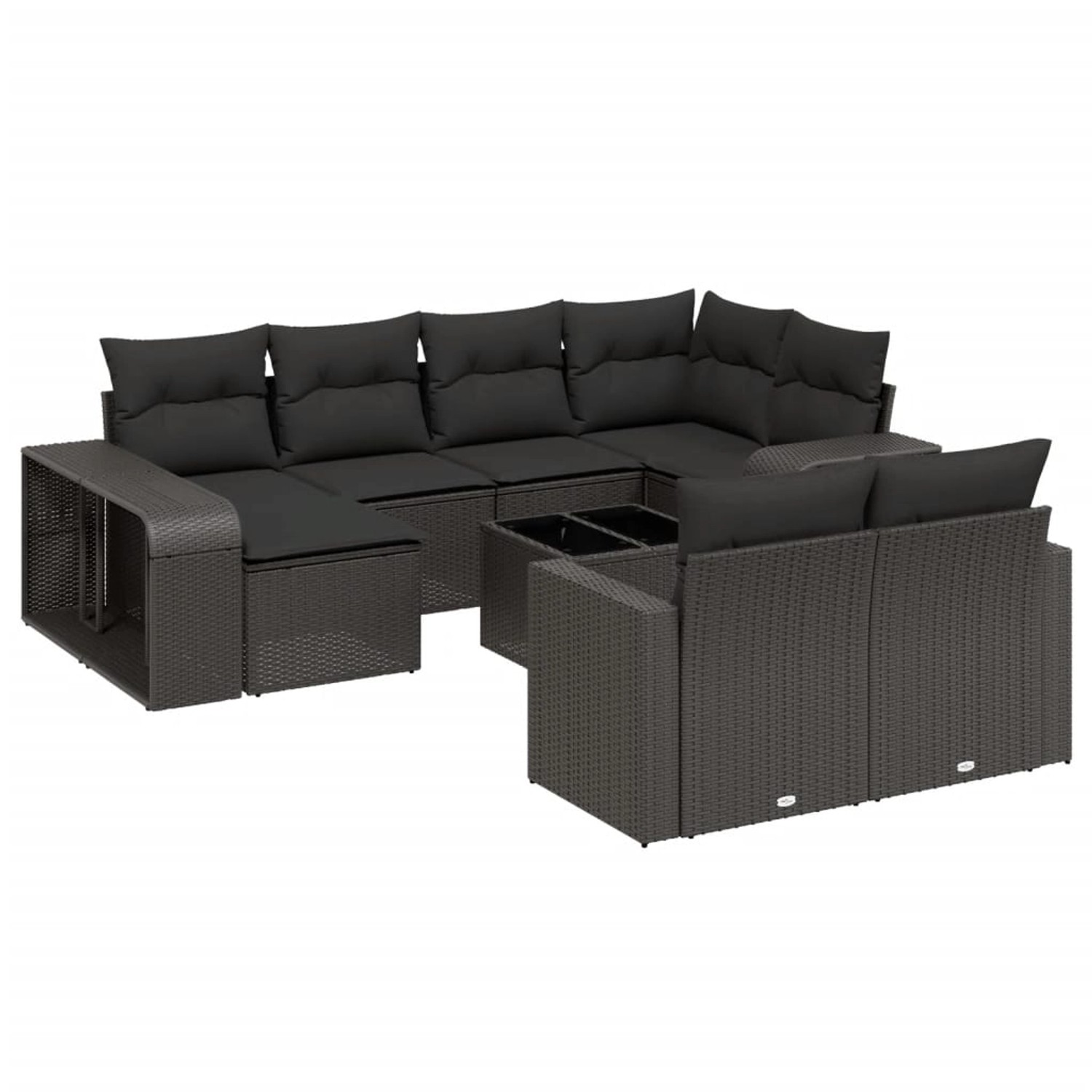 vidaXL 11-Tlg Garten-Sofagarnitur mit Kissen Schwarz Poly Rattan 3228905 günstig online kaufen