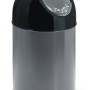 PROREGAL Mülleimer mit Pushdeckel, 30 Liter, Metallik Grau.