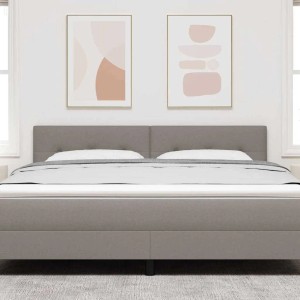 vidaXL LED Kopfteil mit LED-Lichtleisten Taupe 180 cm Polyester 3338152