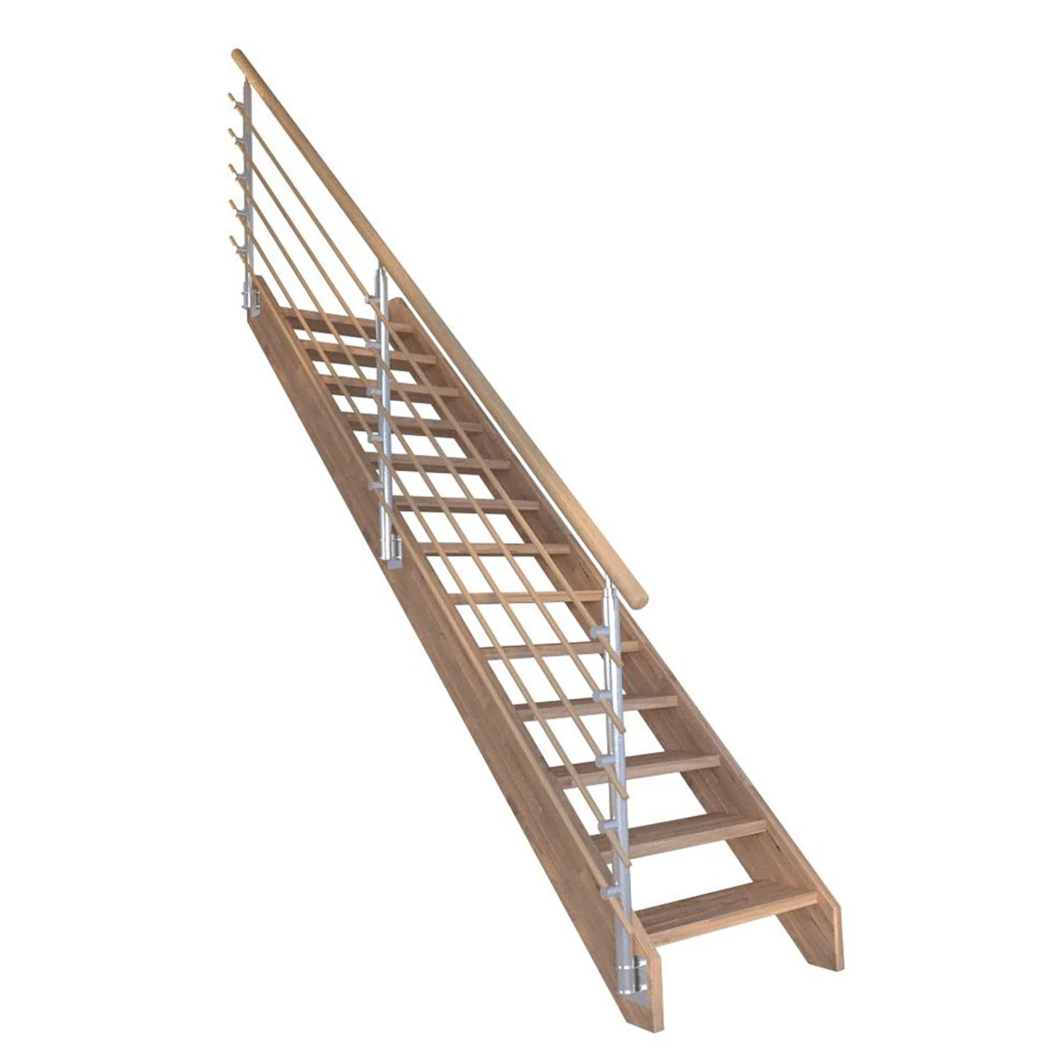 Treppe Mykonos Eiche Gerade Design-Geländer-Holzstäbe FSC® günstig online kaufen