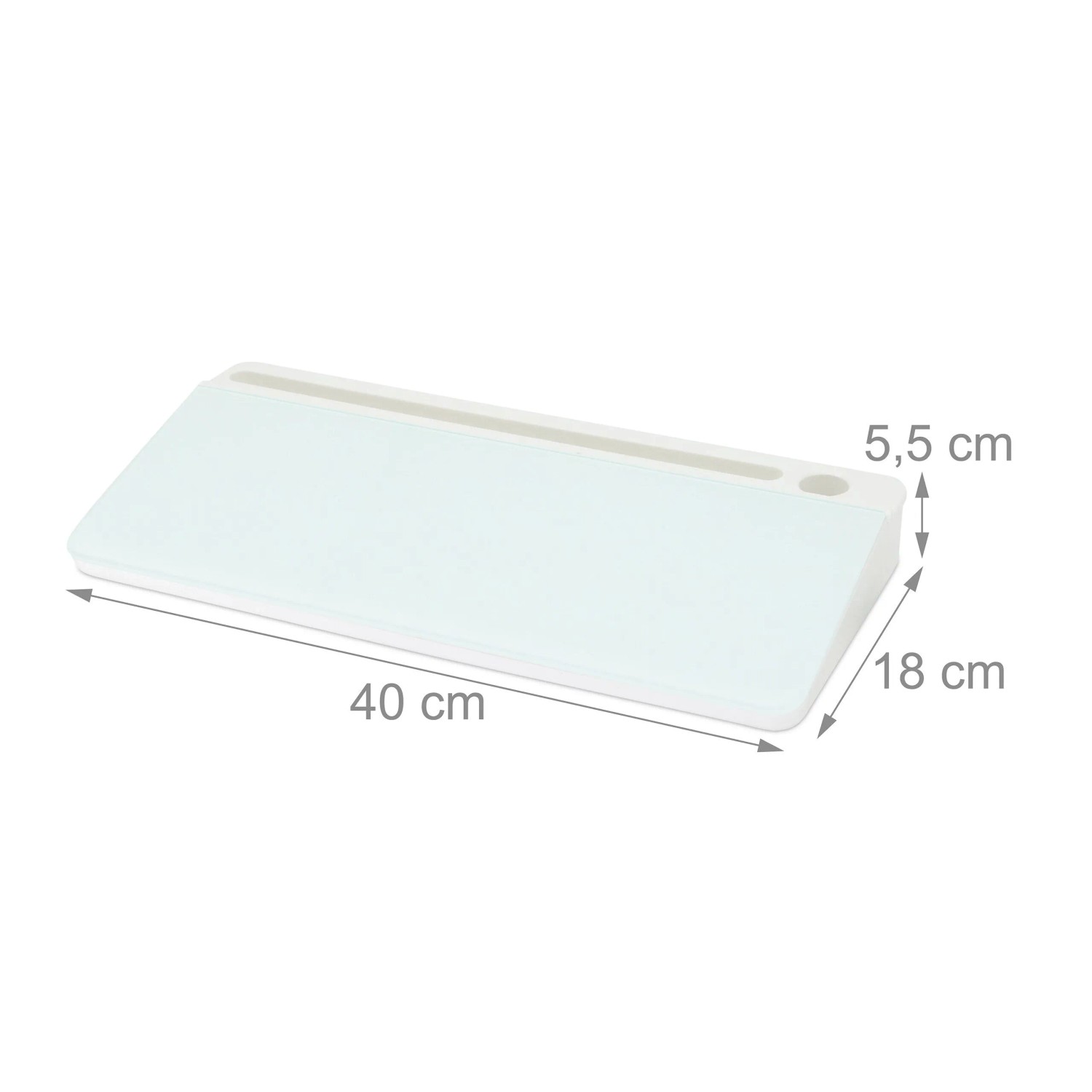 Relaxdays Schreibtisch Organizer Kunststoff Glas Weiß mit Whiteboard 5,5 cm x 40 cm x 18 cm 1,2 kg_4