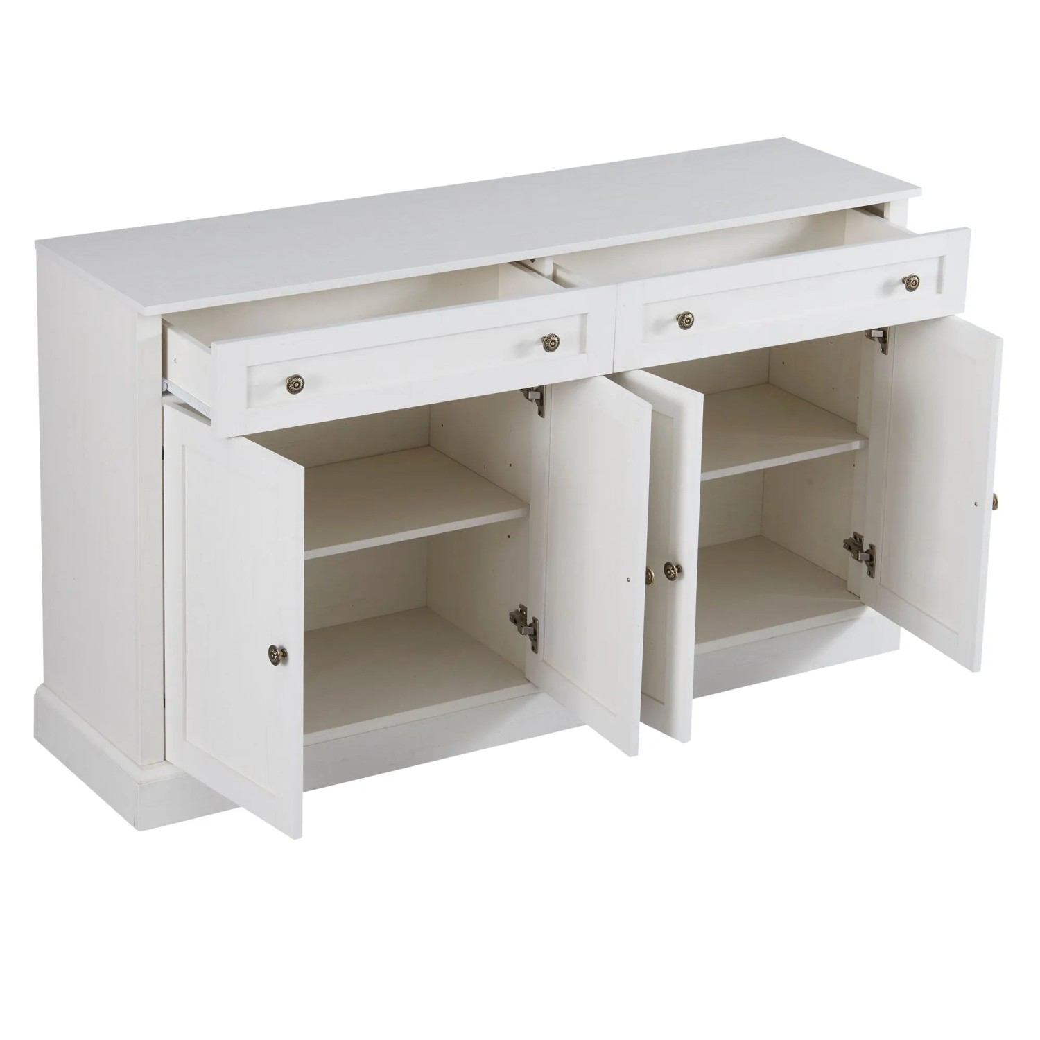 okwish Sideboard mit 4 Türen 2 Schubladen Esszimmer 150x40x86cm Weiß