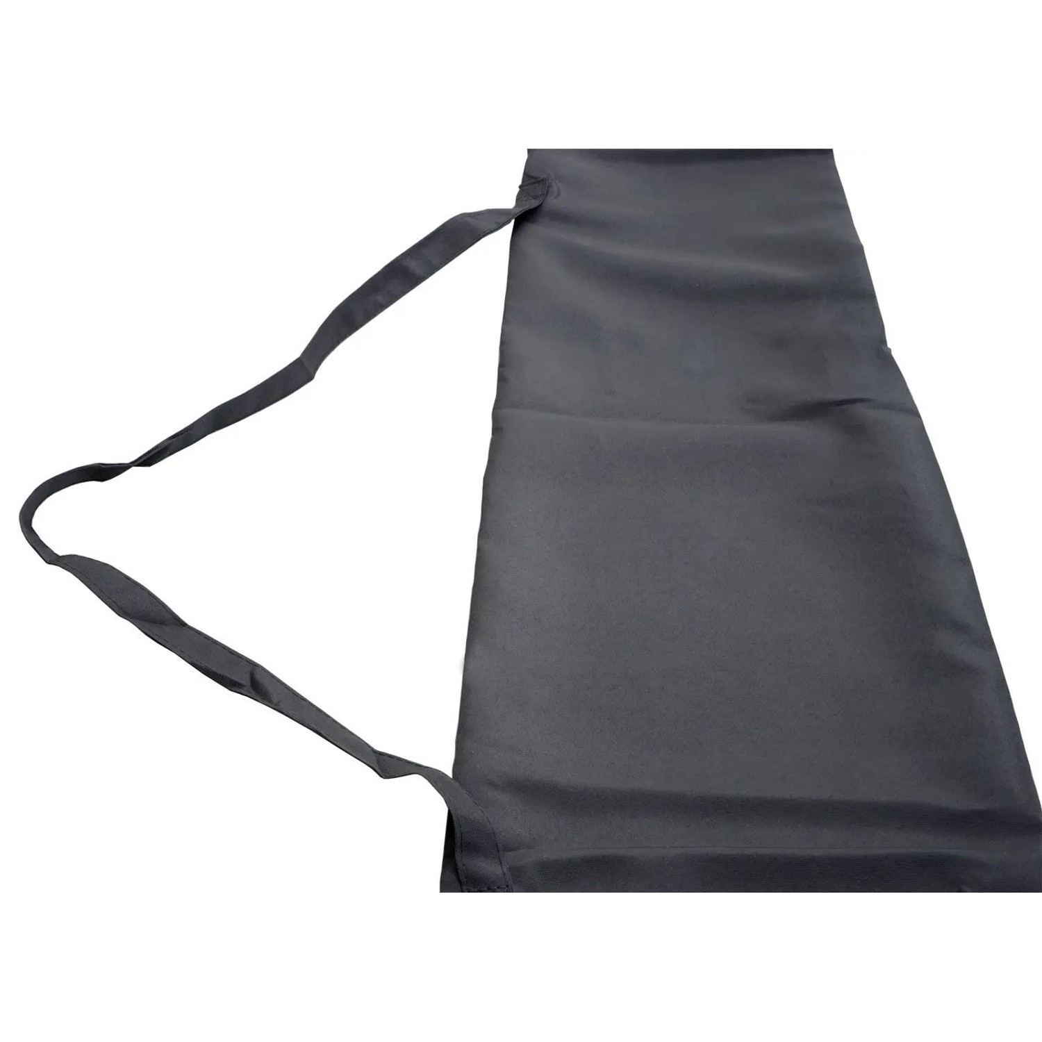 Anthrazitfarbene Sonnenschirm-Schutzhülle aus Polyester mit Kordelzug. Faltbar und leicht.