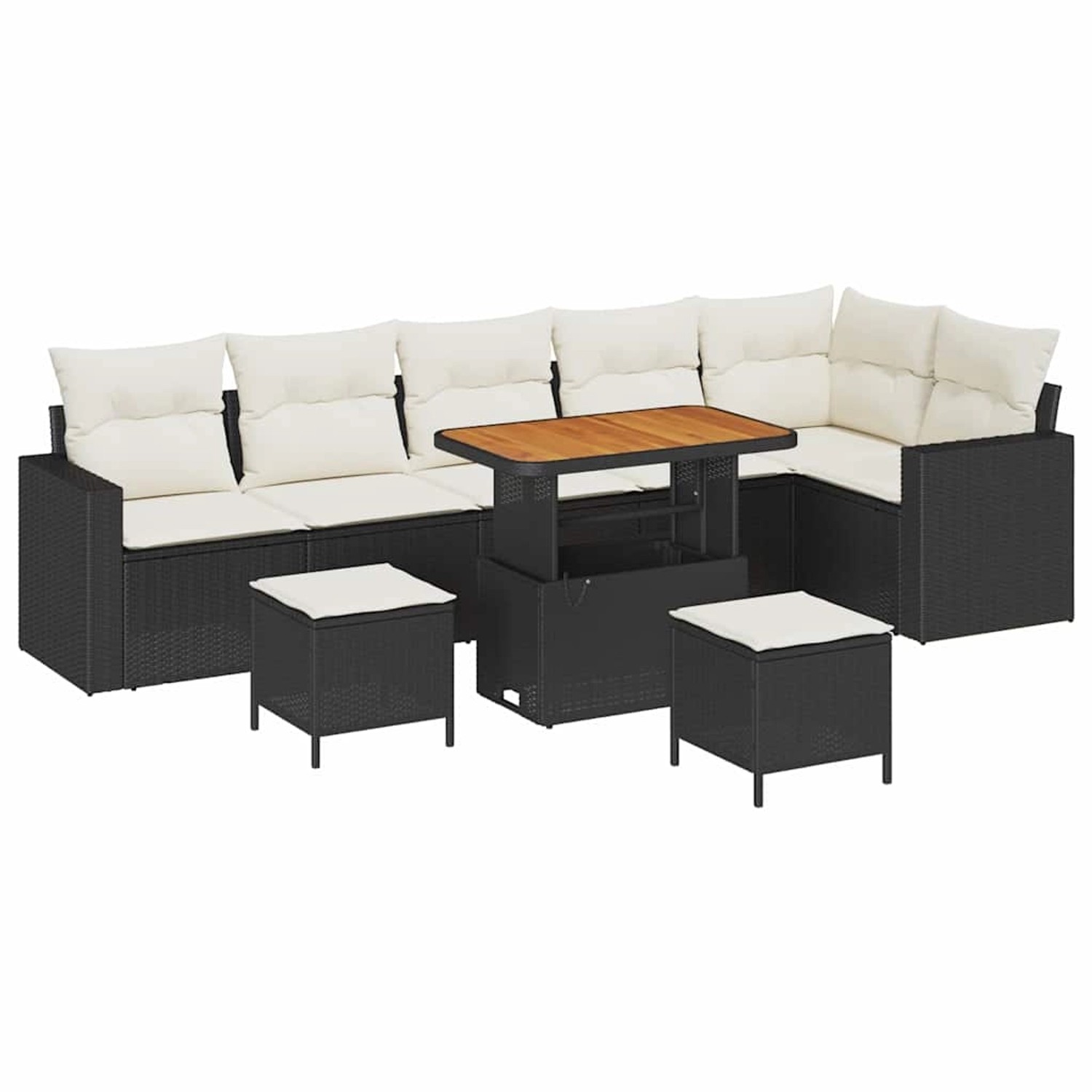 vidaXL Garten-Sofa-Set 9-Tlg Schwarz Poly Rattan 3361635 günstig online kaufen