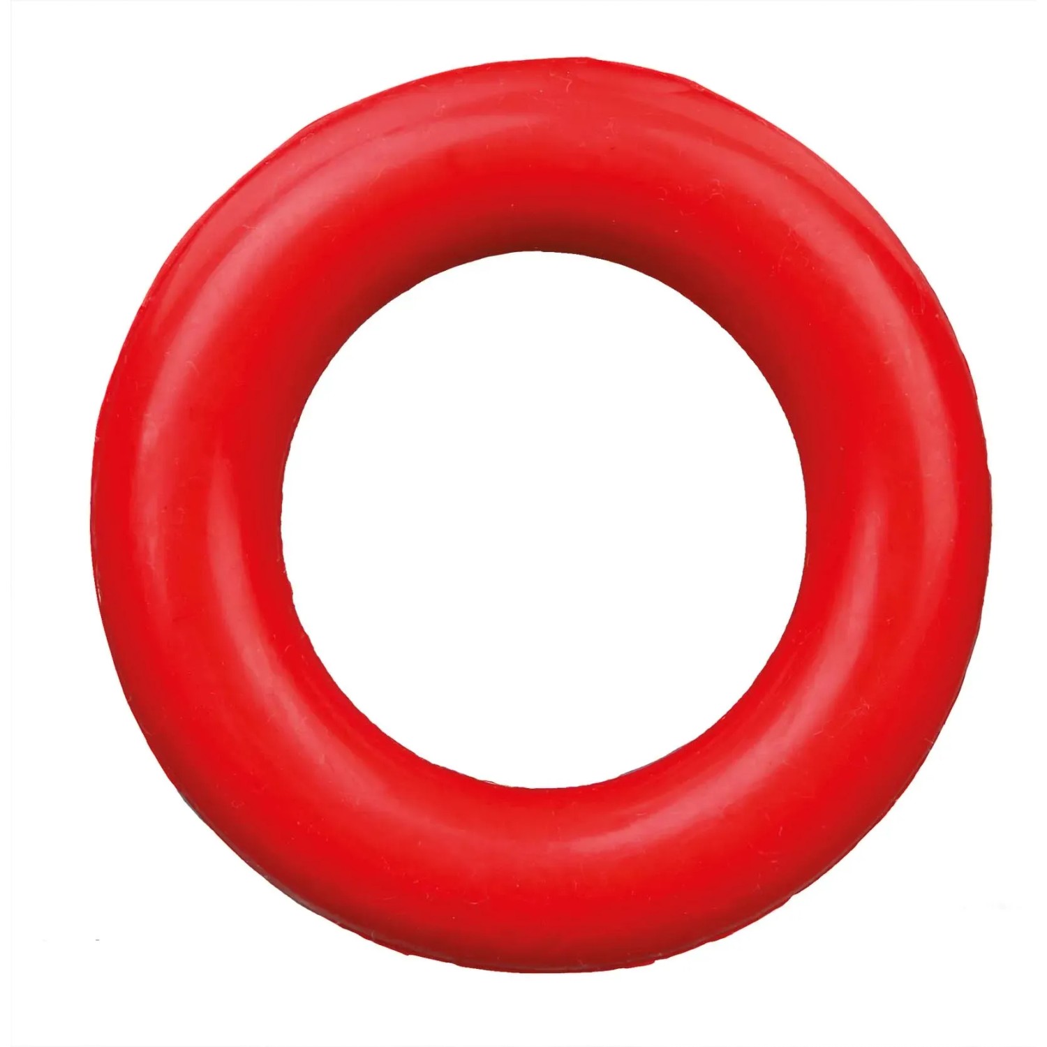 Roter Jollypaw Ring aus Naturgummi, ein Apportierspielzeug für Hunde.