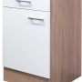 Flex-Well Unterschrank Florida, 50 cm, Weiß und Sonoma Eiche, mit Schublade und Tür.