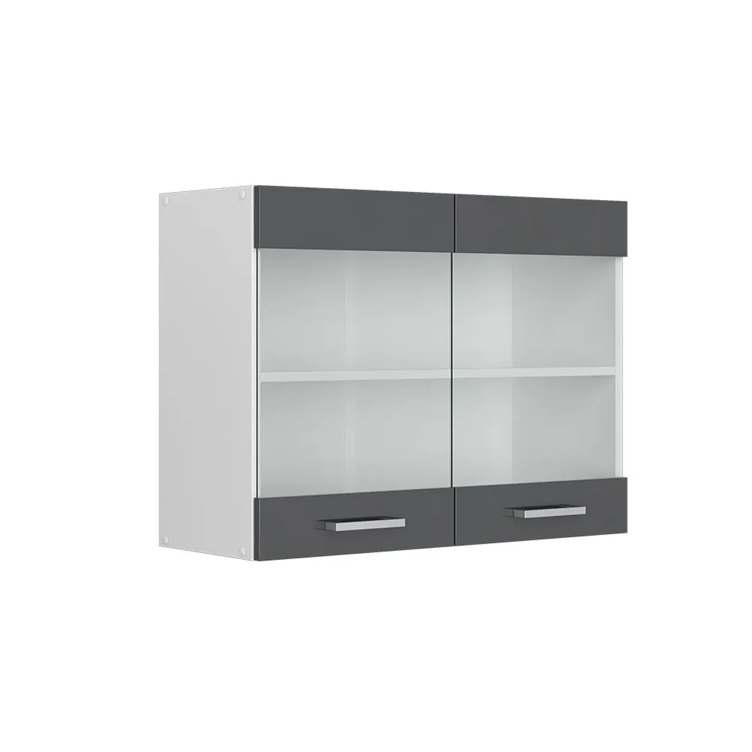 Vicco Küchenglasschrank R-Line Glashängeschrank Anthrazit Hochglanz Weiß 80 cm