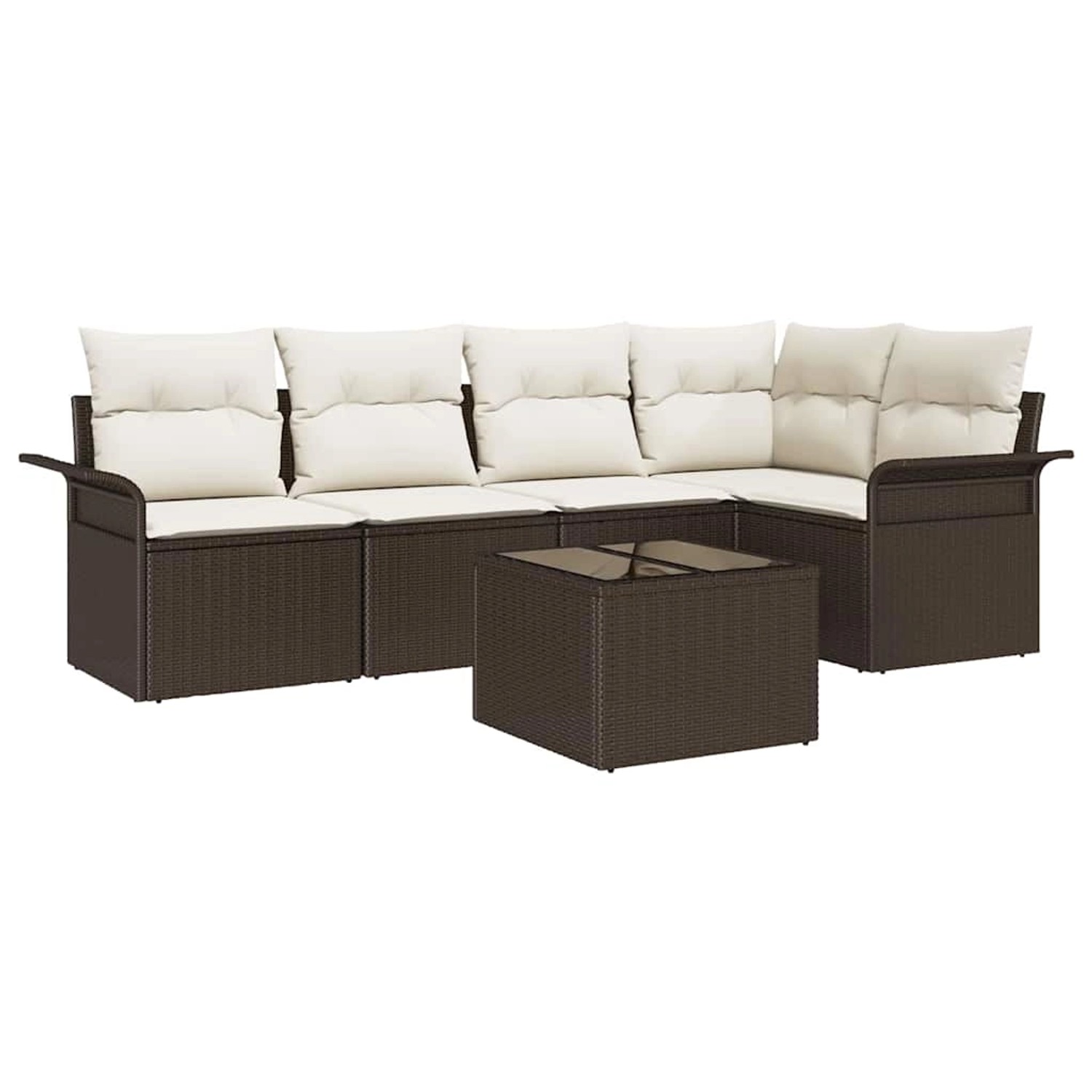 vidaXL Garten-Sofa-Set mit Kissen mit Speicher 6-Tlg Braun Poly Rattan 3354 günstig online kaufen