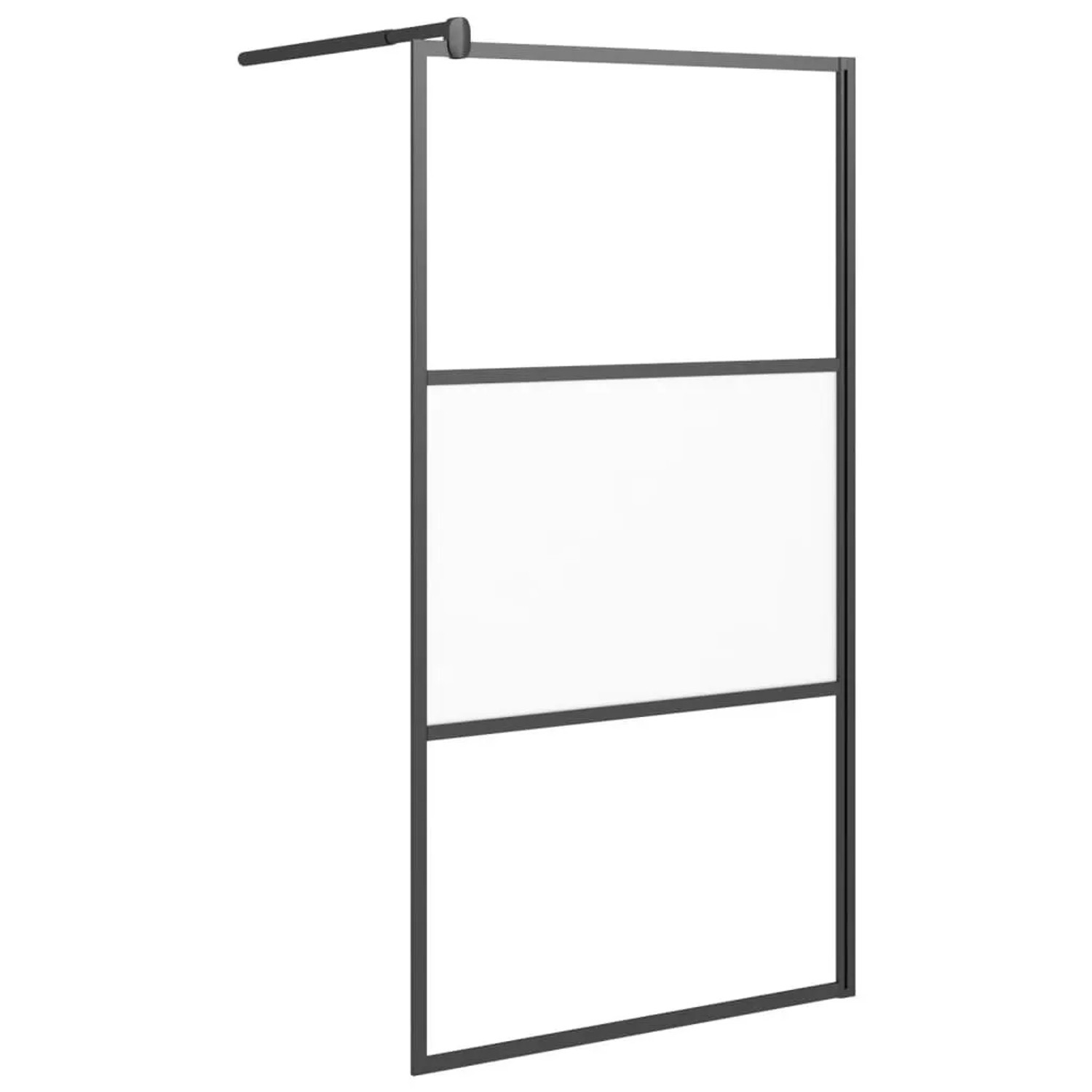 vidaXL Duschwand für Walk-In Dusche 100x195cm ESG Halbmattiert Schwarz 151874