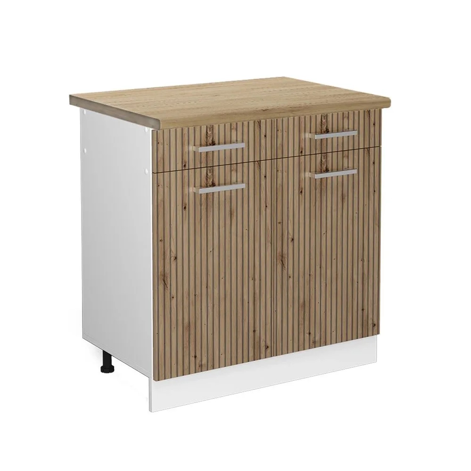 Vicco Küchenunterschrank R-Line Schubladenschrank für die Küche Artisan-Eiche Weiß 80 cm AP Eiche