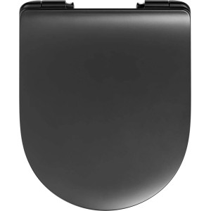 Schwarzer Cedo WC-Sitz Mix & Match aus Duroplast mit Absenkautomatik, Ansicht von oben.