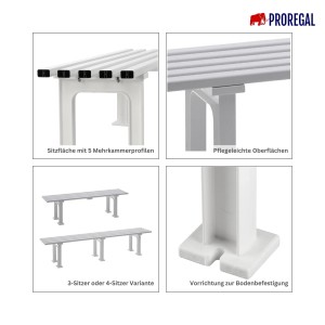 PROREGAL Gartenbank Kuba, 4-Sitzer, braun, aus witterungsbeständigem Kunststoff, Detailansichten.