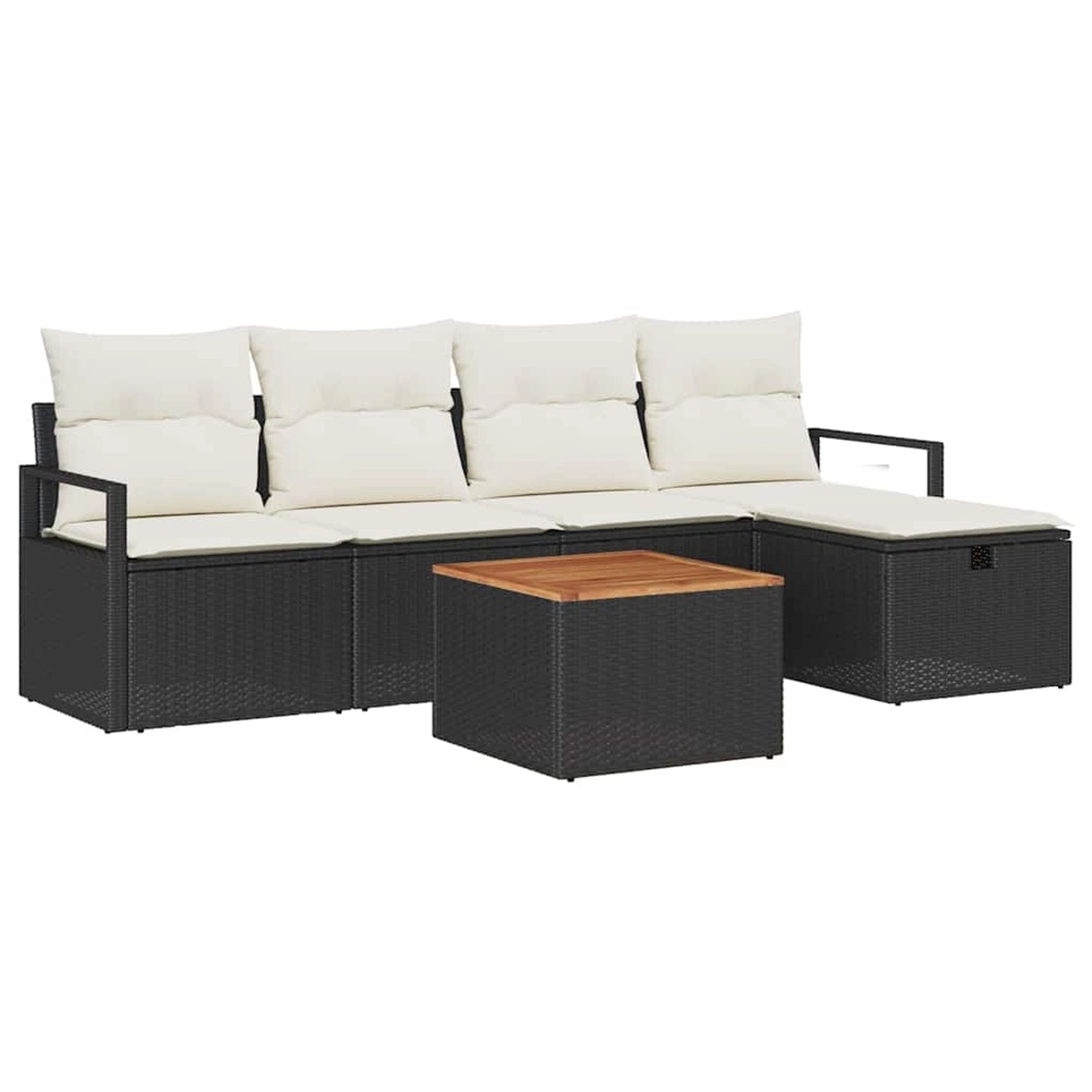 vidaXL Garten-Sofa-Set mit Kissen 6-Tlg Schwarz Poly Rattan 3359530 günstig online kaufen