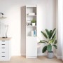Weißes vidaXL Highboard (37,5x35x180 cm) aus Holzwerkstoff im Wohnraum. Kommode mit Regalböden.