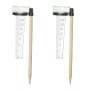 Relaxdays Regenmesser Kunststoff Holz Transparent Natur Schwarz 2er Set mit Stab 38 cm x 8,5 cm x 11 cm