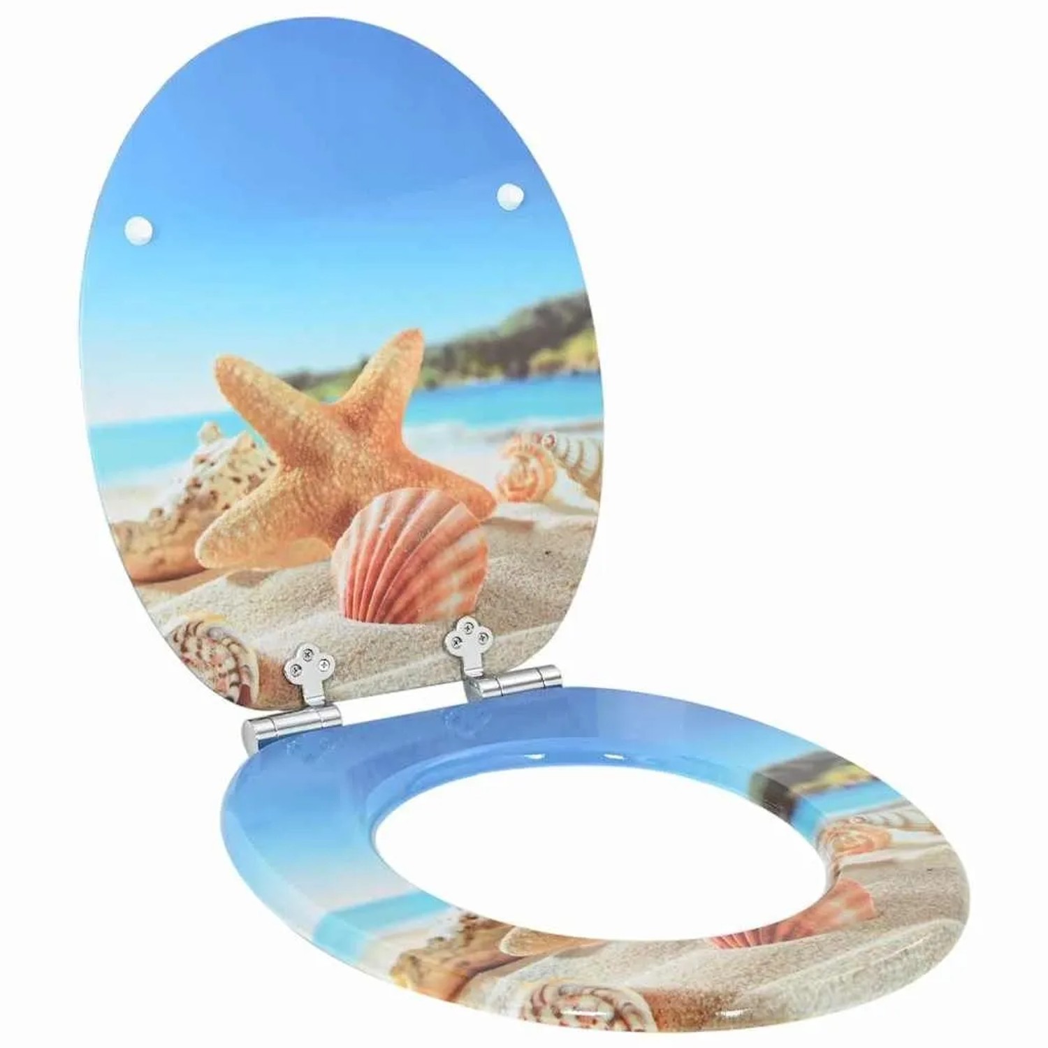 vidaXL Soft-Close Toilettensitz Meeres Muschel 44 x 38 cm MDF-Platte 42027176