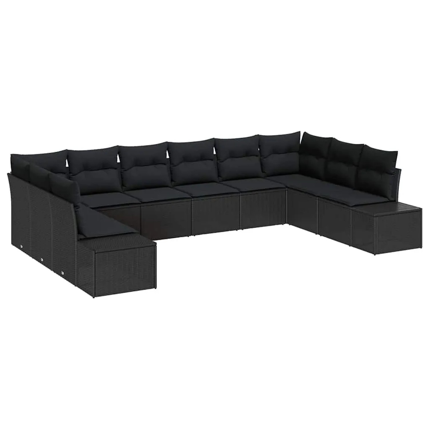 vidaXL Gartensofa-Set mit Kissen 10 Stk Schwarz Polyrattan 3355912 günstig online kaufen