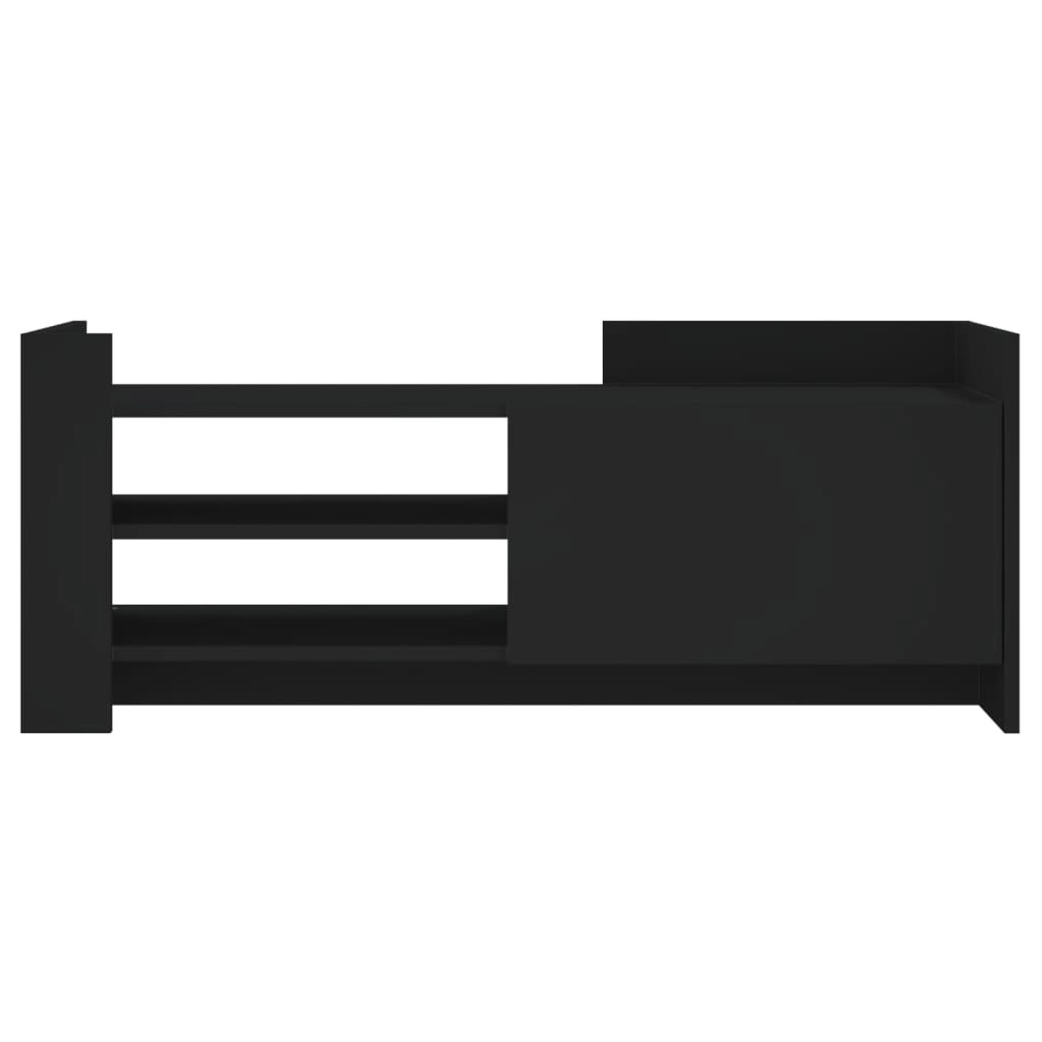 VidaXL TV-Schrank, schwarz, 100x35x40 cm, Holzwerkstoff, mit offenen Fächern und Tür.