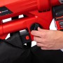 Detailaufnahme: Roter Einhell Akku-Laubsauger/Laubbläser GE-CL 36 Li E Solo mit Bedienelement und Fangsack.