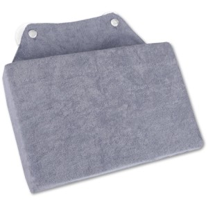Graues Bestlivings Badewannenkissen mit Saugnäpfen für Komfort in der Badewanne.