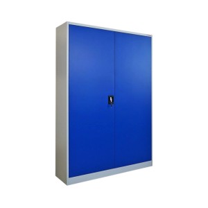 PROREGAL Flügeltürenschrank ELEPHANT Komplett Montiert Mit 2 Türen Abschließbar HxBxT 180x120x40cm 4 Ebenen Stahl Pulverbeschichtet Blau/Lichtgrau