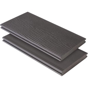 Kovalex WPC Terrassendiele, graubraun, mit Holzstruktur, 100cm Zuschnitt.