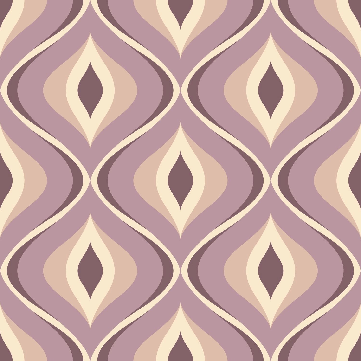 ESTAhome Vliestapete mit Retro Ornamenten in Violett, 50x900cm. Dekorative Wandgestaltung im Vintage Stil.