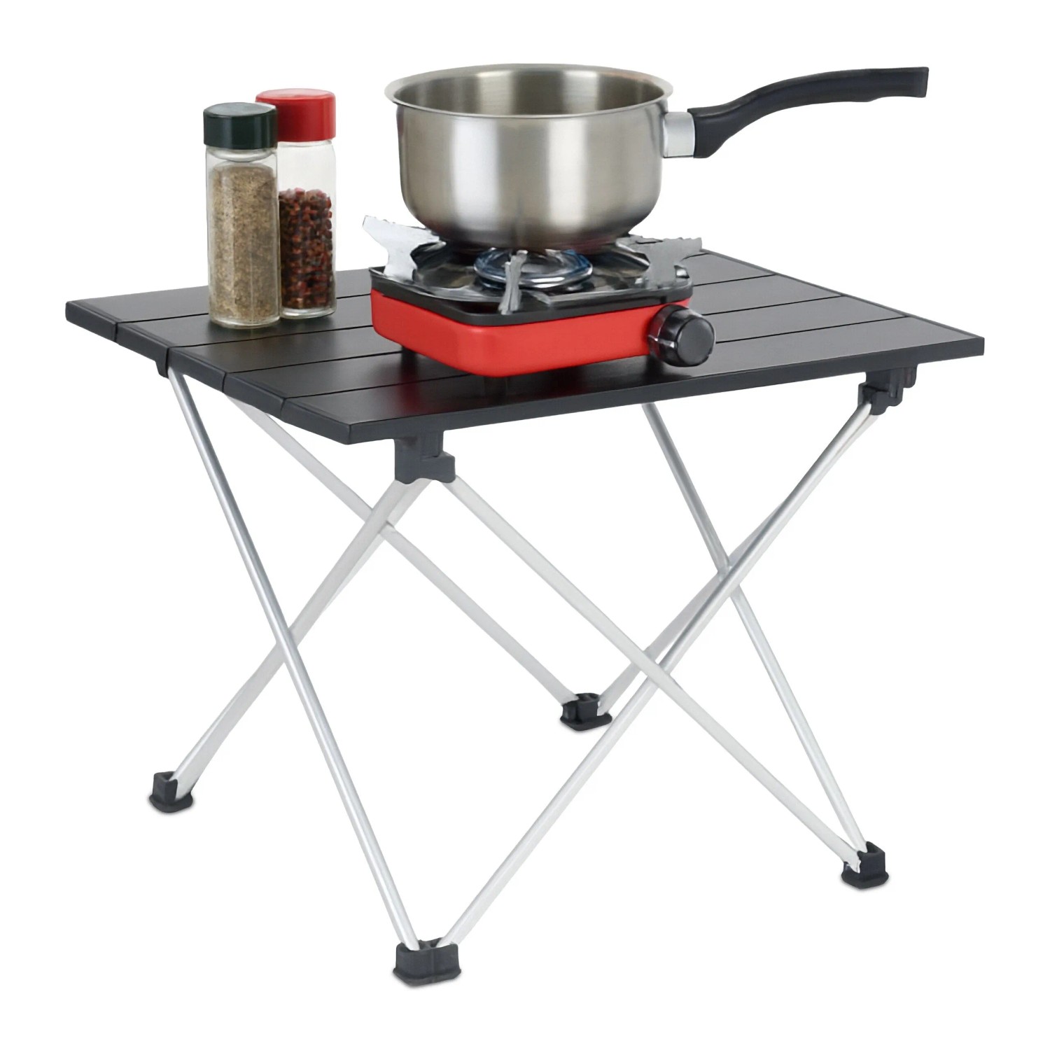 Relaxdays Campingtisch Aluminium Schwarz Faltbar 32 cm x 39 cm x 34 cm