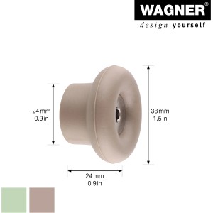 Wagner Wandhaken Dot, Set mit 4 Haken in Taupe und Pastellgrün, aus Elastomer und Stahl.