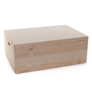 HolzFee Holzkiste Stapelbar mit Deckel 59 x 40 x 20 cm Kiste Holz mit Griffe und 4 Füßchen