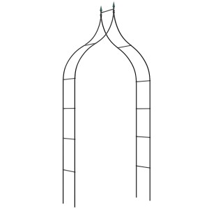 Schwarzer Costway Rosenbogen aus Metall, ideal als Rankhilfe für Kletterpflanzen im Garten.
