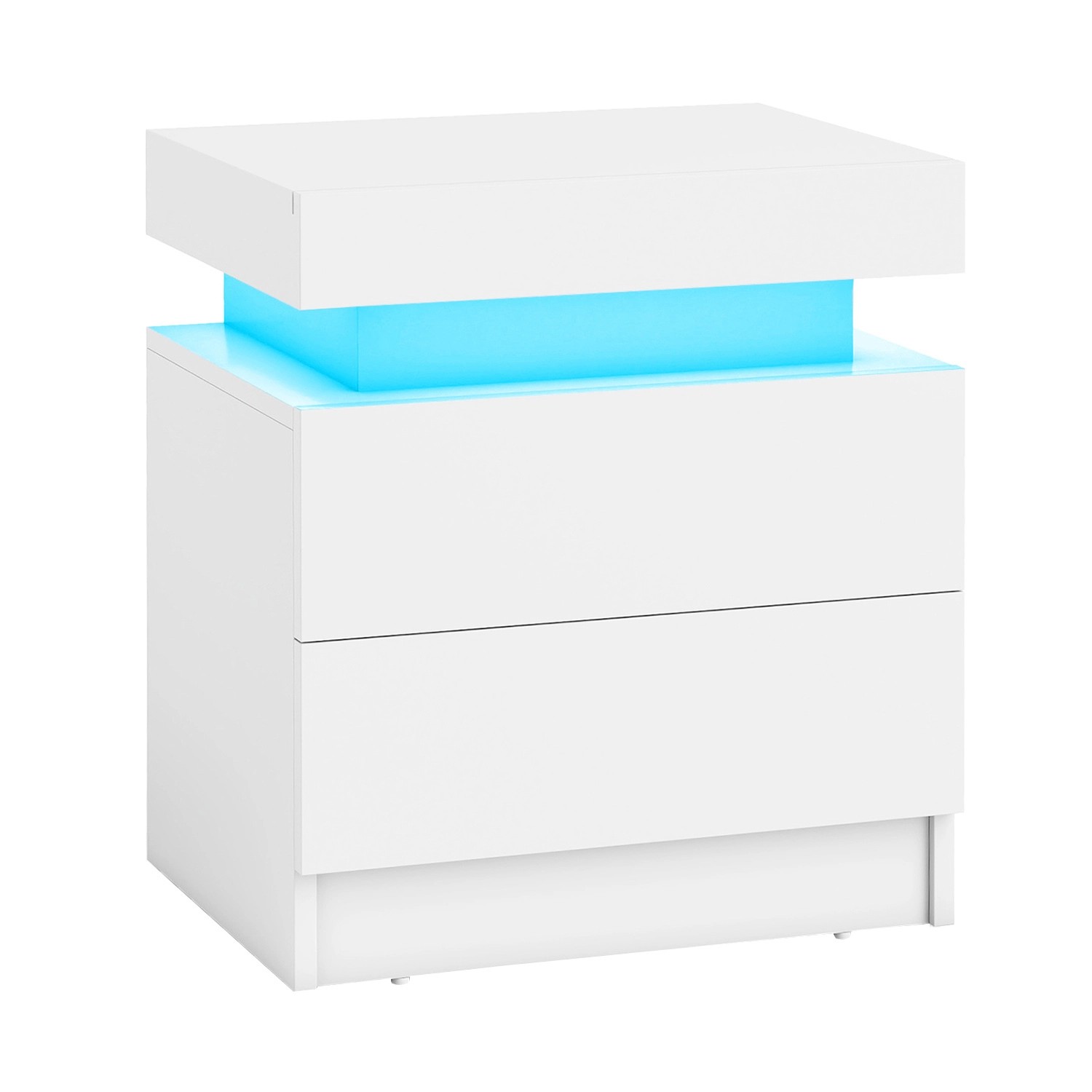 Costway Nachttisch LED mit 2 Schubladen 45 x 35 x 52cm Weiß günstig online kaufen