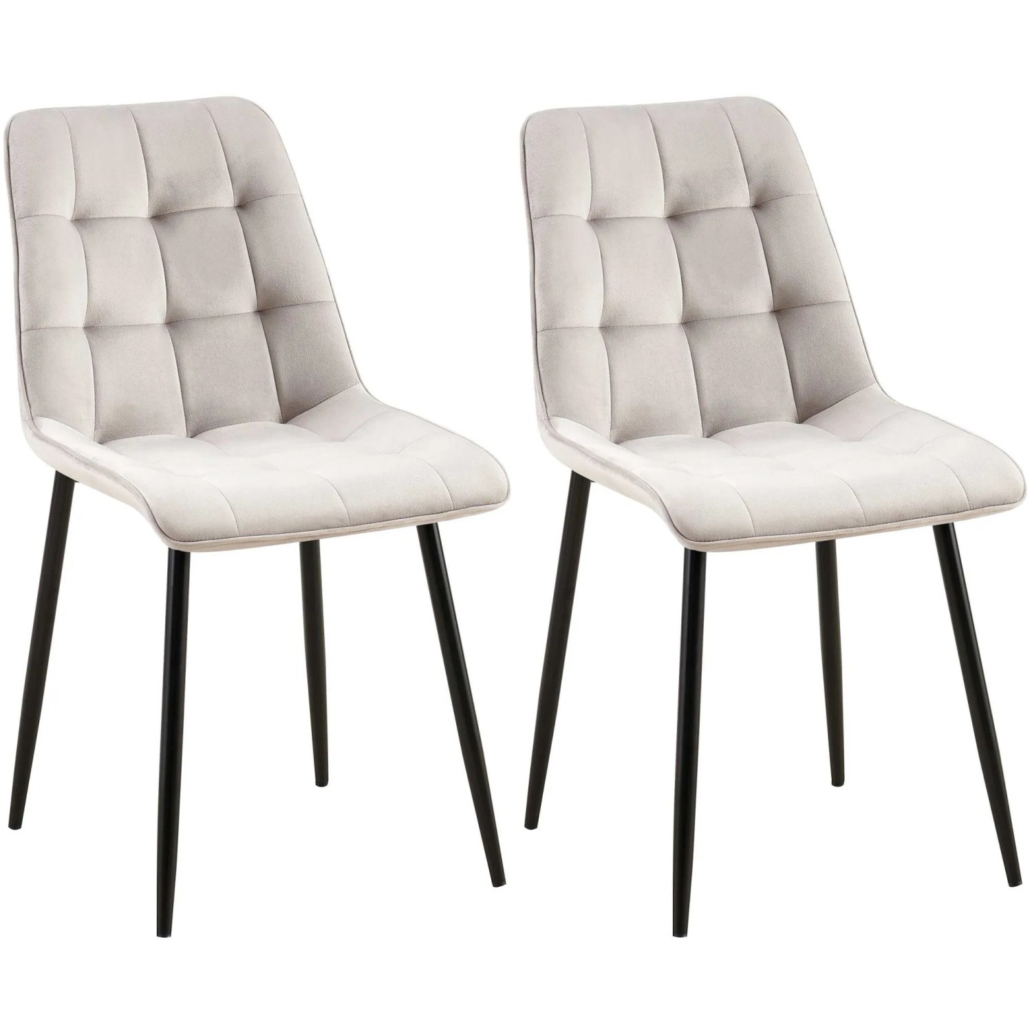 DELUKE 2er Set Esszimmerstuhl DARID Samt Grau 47x61x89cm Essstühle Esszimmerstühle Küchenstühle Wohnzimmerstühle
