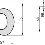 Technische Zeichnung Basi Hausnummer "b" aus Edelstahl mit Maßangaben.
