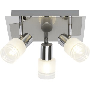 Brilliant LED-Spotrondell Lea, 3-flammig, Chrom/Weiß. Deckenleuchte mit drei Strahlern.