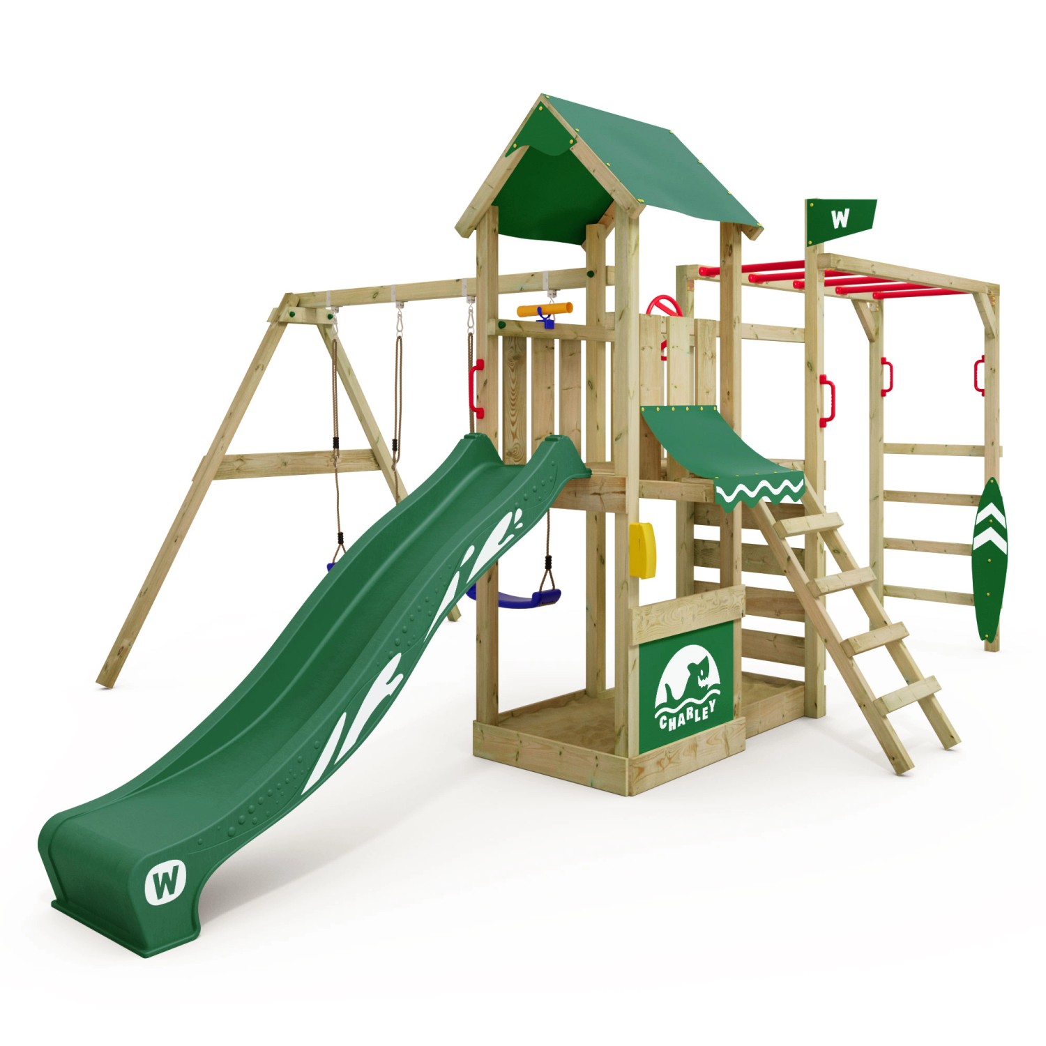 Wickey Spielturm Smart Baboon Klettergerüst mit Rutsche Grün